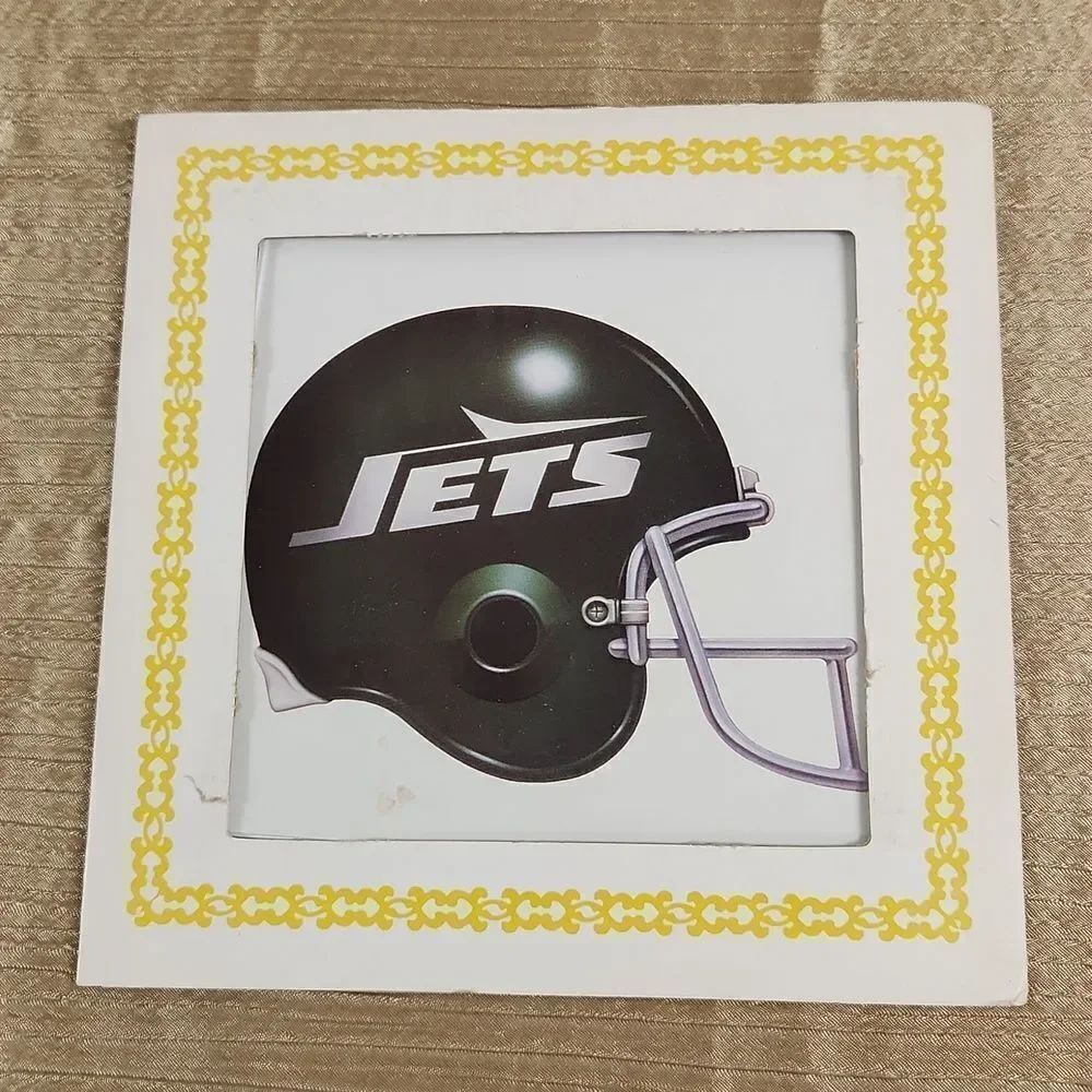Vintage New York Jets Fair Carnival Glass Prize Wall Hanging